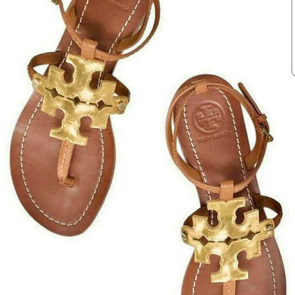 Tory Burch Shoes - TORY BURCH CHANDLER GOLD LEATHER SANDAL